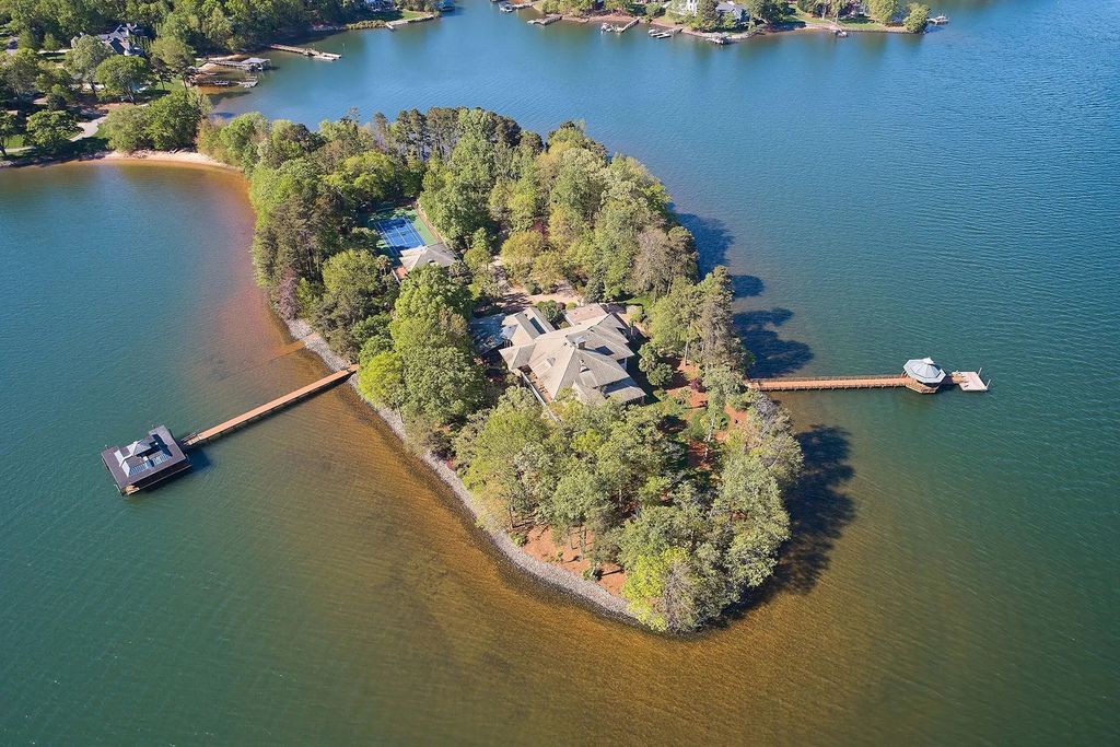 Luxurious Private Island Estate in Huntersville, NC for Sale at $22M Offering a Year-Round Resort Lifestyle