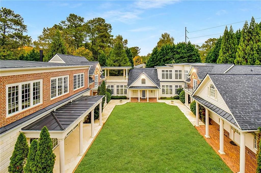 Private Retreats & Serene Living at a Greek Revival Estate with Central Courtyard in Roswell, GA - Listed at $4.299M