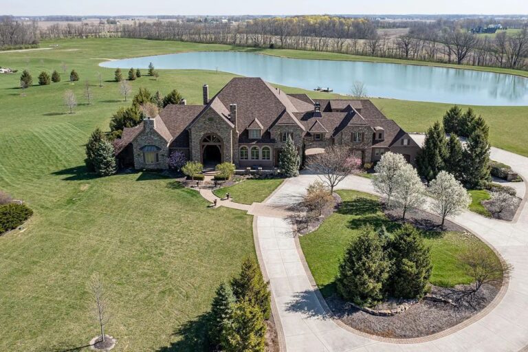 Stunning 6-Bedroom Estate on 13 Acres with a Private 7-Acre Pond for $7,200,000 in Noblesville, Indiana