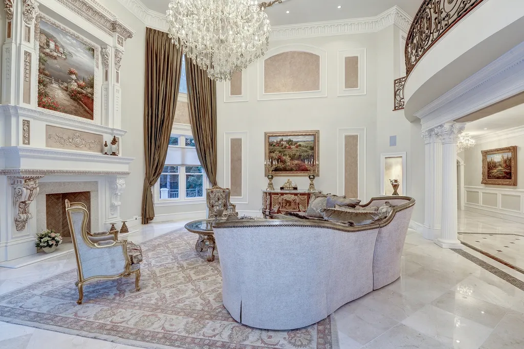 938 Peacock Station Road Home in McLean, Virginia. A vision of master craftsmanship inspired by the Great American mansions, this spectacular 8-BR home boasts every splendid amenity. Newly built of Italian limestone & marble with exquisite design details. 