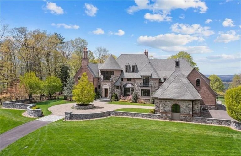 Captivating Brick & Stone French Eclectic-Style Home with Breathtaking Sunset Views in Avon, CT Available for $3.575M