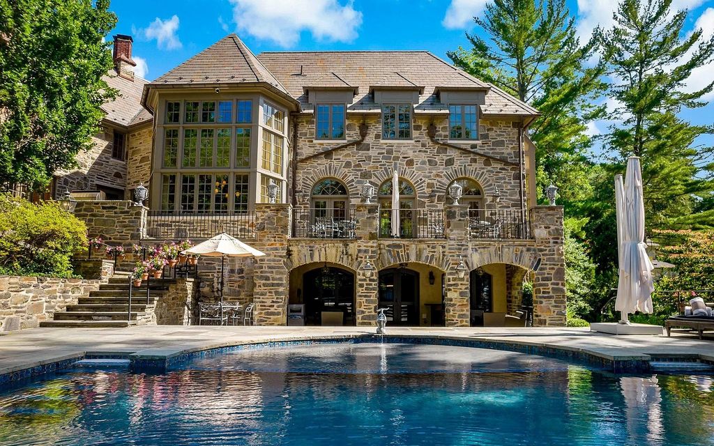 Luxurious $13.9M Property in Gladwyne, PA Surrounded by Serene Greenery and Grand Architecture with Top-Notch Amenities