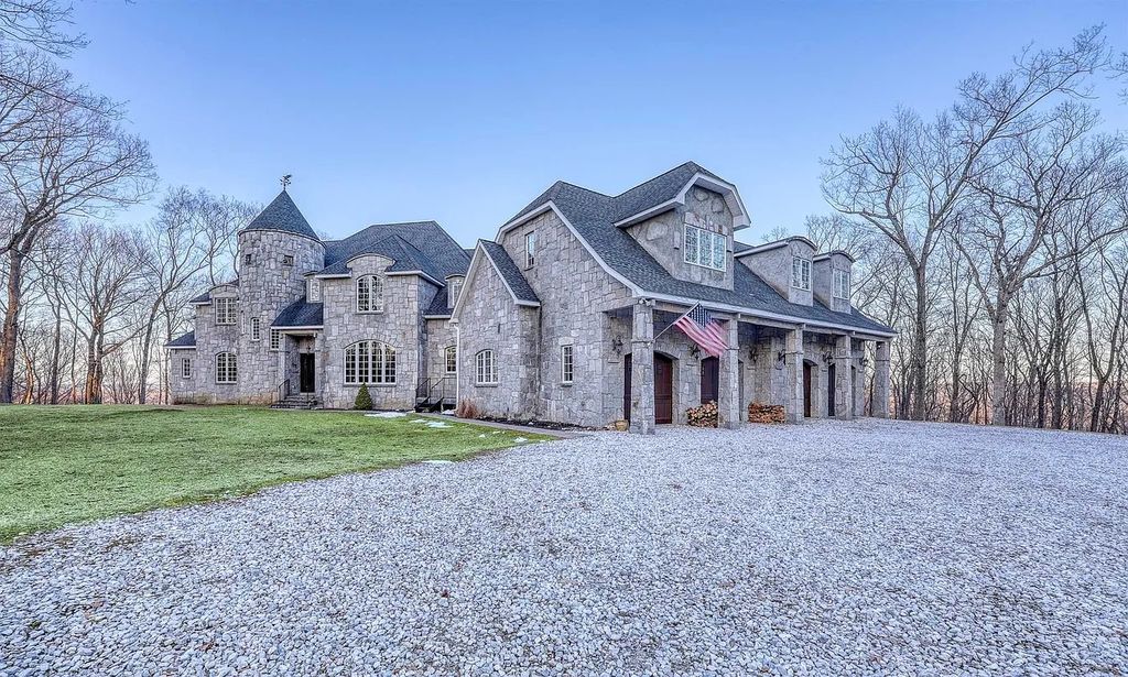 Tudor-Style Stone Home with Castle-Like Features and Panoramic Mountain Views in Pawling, NY Listed for $2.25M