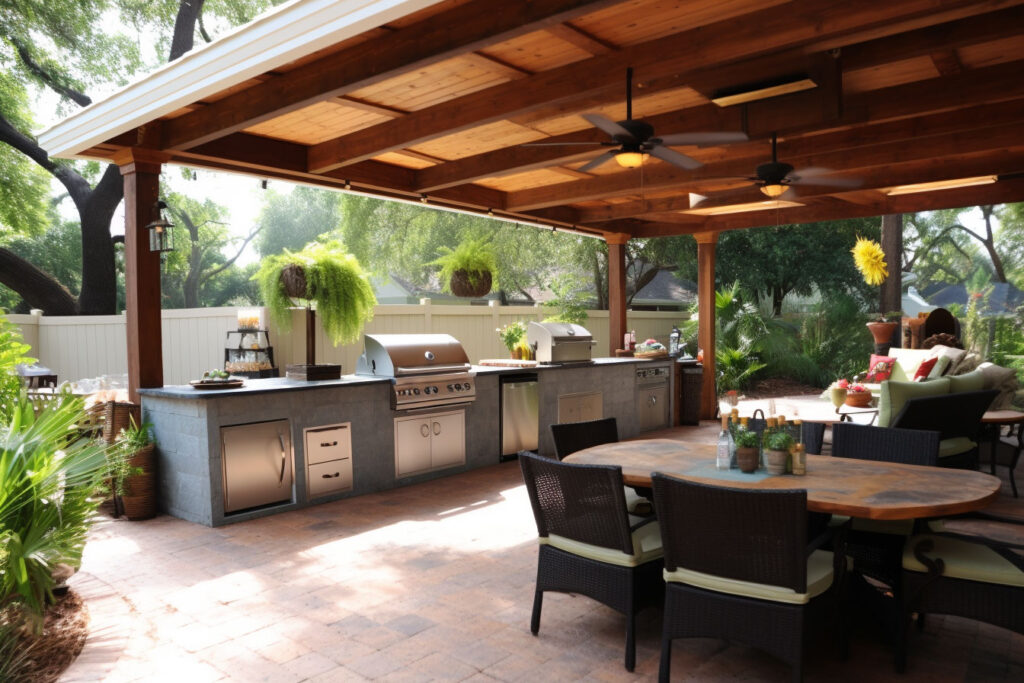 Having sufficient storage is essential for a functional patio kitchen. Install cabinets or drawers to store utensils, plates, and other cooking equipment. Consider adding shelves or hooks for hanging pots, pans, and grilling tools. Customizing your storage solutions will help keep your patio kitchen organized and efficient.