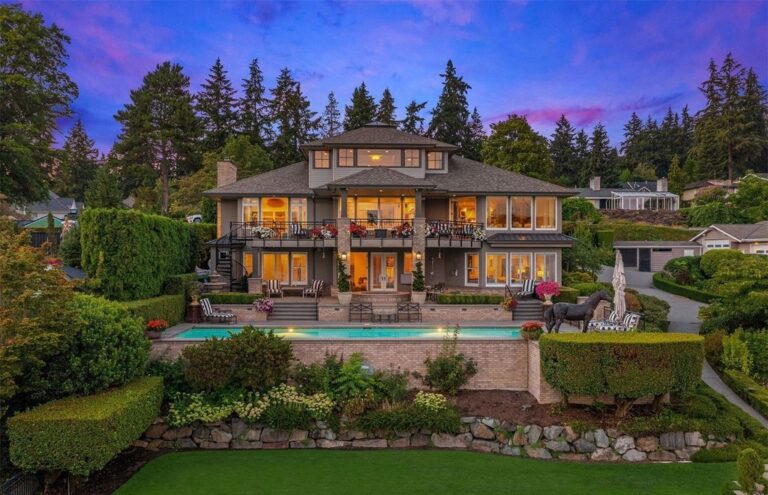 Experience the Epitome of Waterfront Luxury – $11.875 Million Private Gated Estate at Bellevue, Washington