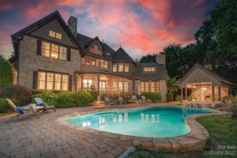 Elegant 3.3-Acre Estate with Custom Pool and Luxurious Outdoor Haven in Charlotte, North Carolina for $2,150,000