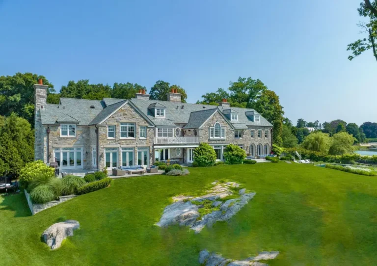 Waterfront Elegance: A Timeless Stone Colonial Retreat Overlooking Long Island Sound in Connecticut for $51,995,000