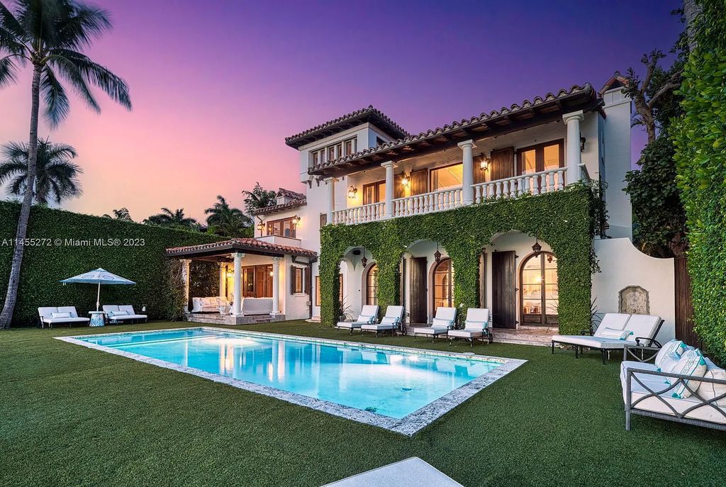 Escape to the lap of luxury in Miami Beach's Montecito neighborhood with this fully renovated 5-bed, 6-bath masterpiece boasting breathtaking downtown views. The 6,977-square-foot interior features vaulted ceilings, a gourmet kitchen, and en-suite bedrooms with walk-in closets.