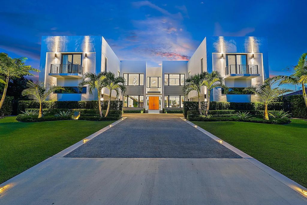Nestled in the prestigious Riviera Beach, Florida, 1091 Gulfstream Way offers a cutting-edge waterfront lifestyle. This modern masterpiece boasts 5 bedrooms, 2 offices, a spacious gym, and a media room, providing ample space for work and leisure. Its gourmet kitchen with Liebherr appliances and a saltwater pool adds to the luxurious living.