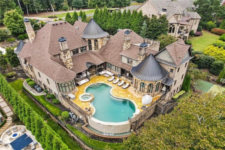 Brick and Stone Estate in Milton, Georgia, Boasts Lavish Interiors and Multiple Outdoor Living Areas, Listed at $6 Million