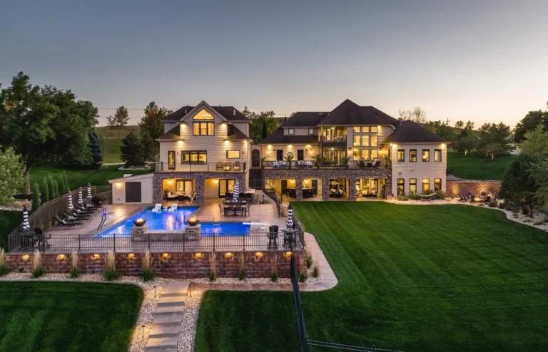 Majestic 9-Bedroom Estate with Panoramic Lake Views and Opulent Design in Nebraska for $2,695,000