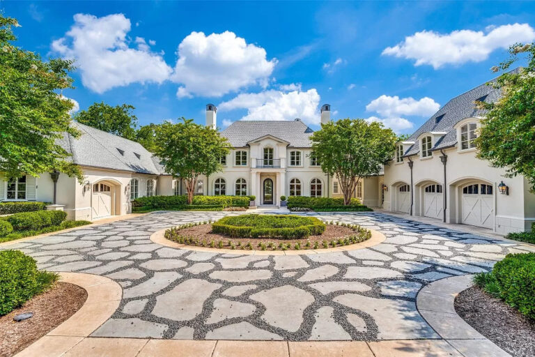 Timeless Elegance Unveiled: $6,995,000 5BR/7BA French Home in Dallas with Pickleball Court, and Luxurious Features