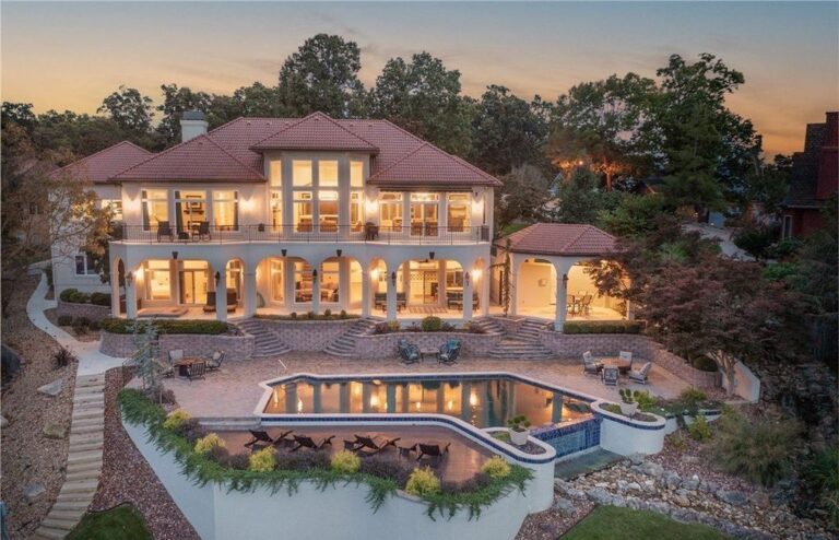Mediterranean-Style Retreat with Gentle Lakefront Ambiance Listed at $5.2 Million in Missouri