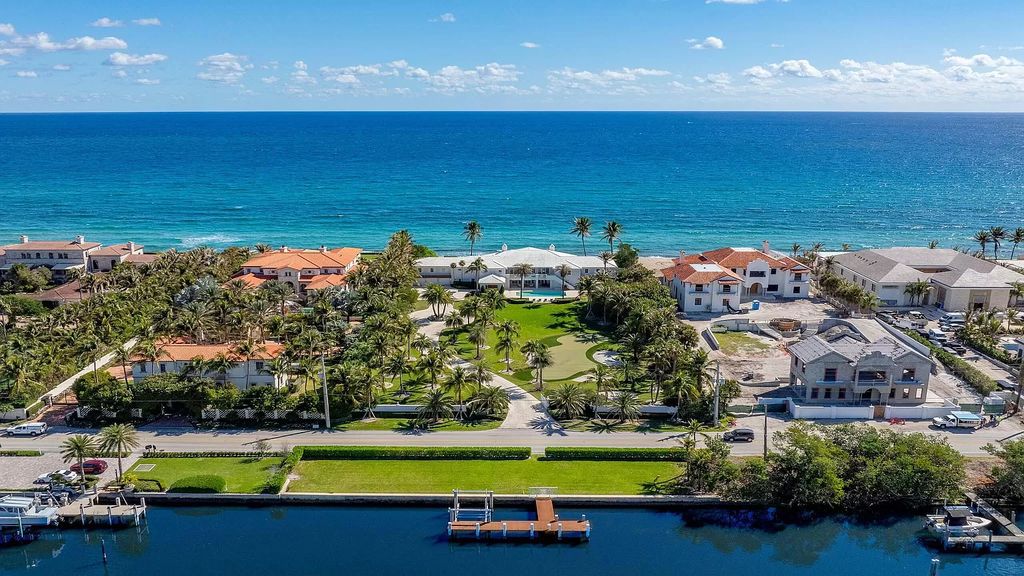 Boasting nearly 200 feet of ocean frontage, 190+ feet of Intracoastal waterfrontage, and protected deep water dockage, this gated compound offers breathtaking views and impeccable amenities including two pools.