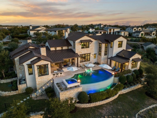 A Hilltop Estate with Panoramic Views in Spanish Oaks Golf Course Community in Texas for $4,955,500