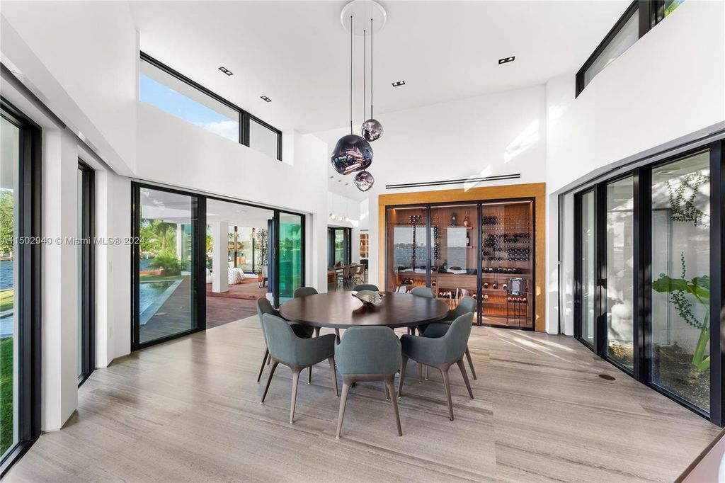Discover unparalleled luxury in this modern masterpiece on guard-gated Biscayne Point Island. This exquisitely renovated home offers wide bay sunset views from a private peninsula with 360 feet of water frontage.
