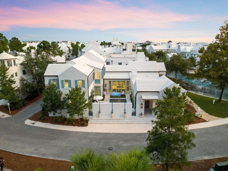 $12.3 Million Greek-Inspired Luxury Estate with Lakefront Views and Expansive Outdoor Oasis in Inlet Beach