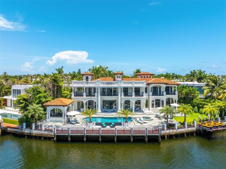 $24.5 Million Modern Mediterranean Castle with 200 Feet Intracoastal Frontage in Golden Beach