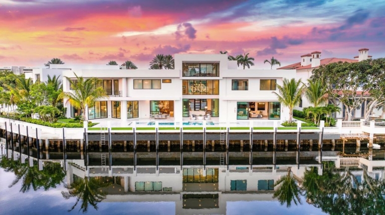 $33.5 Million New Modern Sanctuary Estate with Panoramic Water Views and Mega-Yacht Dockage in Boca Raton