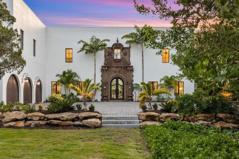 $8.5 Million Elegant Waterfront Estate with Modern Spanish Charm on Siesta Key, Sarasota