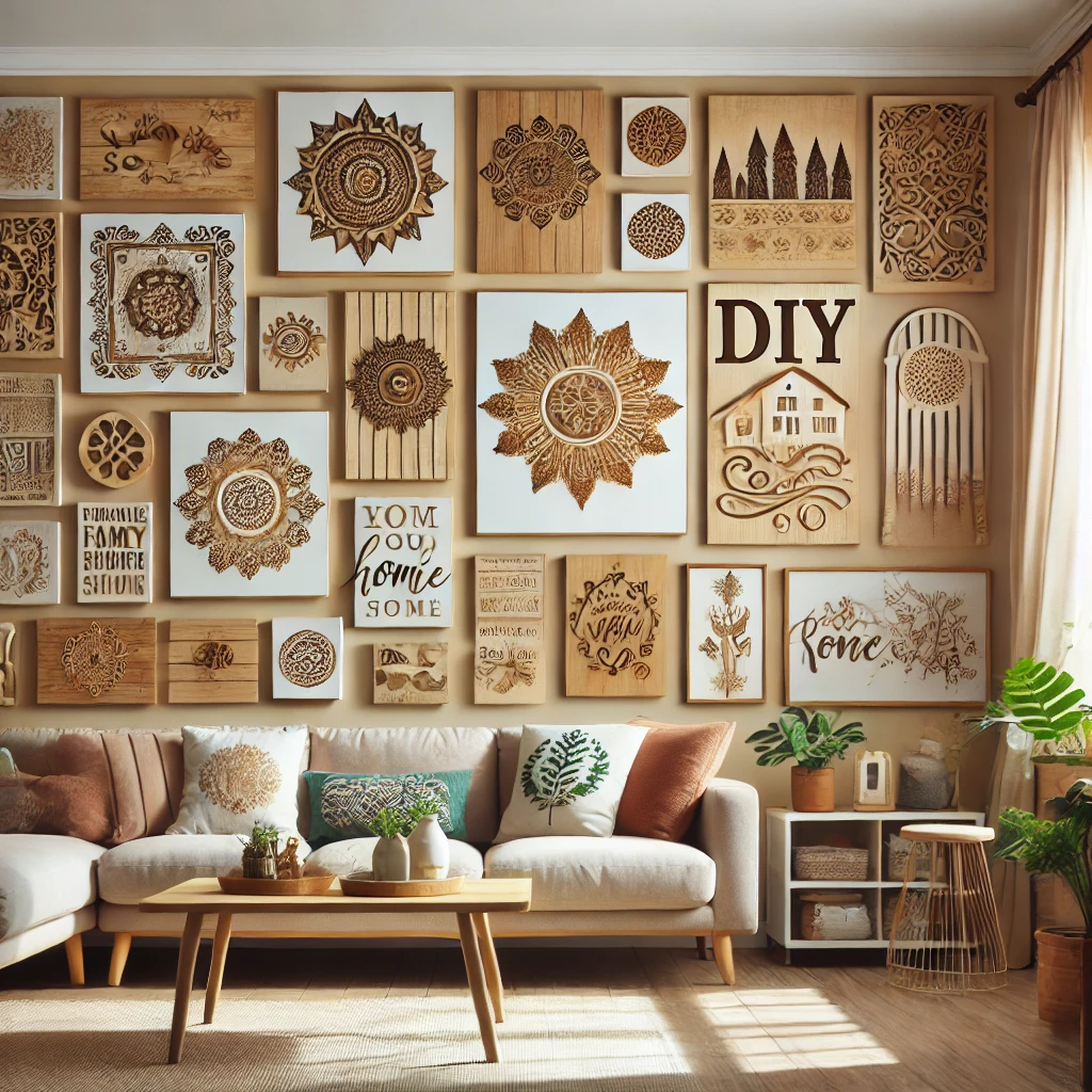 Creating your own wall art can be a fun and cost-effective way to decorate your living room.