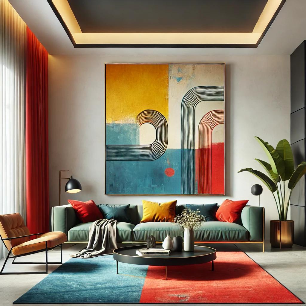 Contemporary living rooms often feature bold colors and statement pieces. These elements make a strong visual impact and create a focal point in the room.