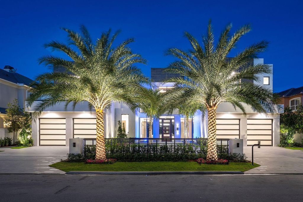 Experience elite Intracoastal living in this stunning turn-key Signature Estate by SRD Building Corp. Built in 2022, this 5-bedroom, 8-bath masterpiece spans over 8,200 square feet of luxurious living space, featuring a 4-car plus golf cart garage, resort-style pool, and 100 feet of prime waterfront with a private dock and Jet Ski lift.