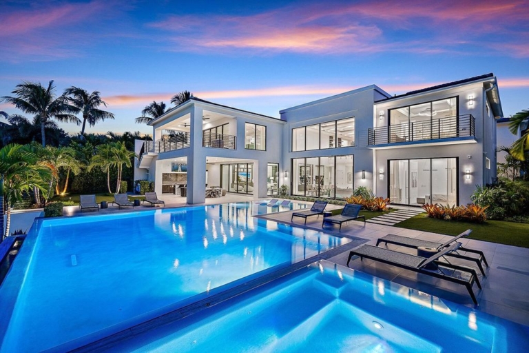 Luxurious 5-Bedroom Waterfront Estate with Deep-Water Dock in Jupiter for $15 Million