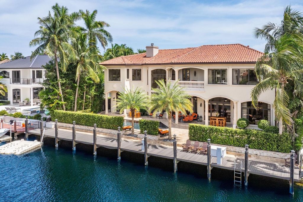 This stunning $7 million waterfront estate features 5 bedrooms, 5.1 bathrooms, breathtaking water views, and direct ocean access.