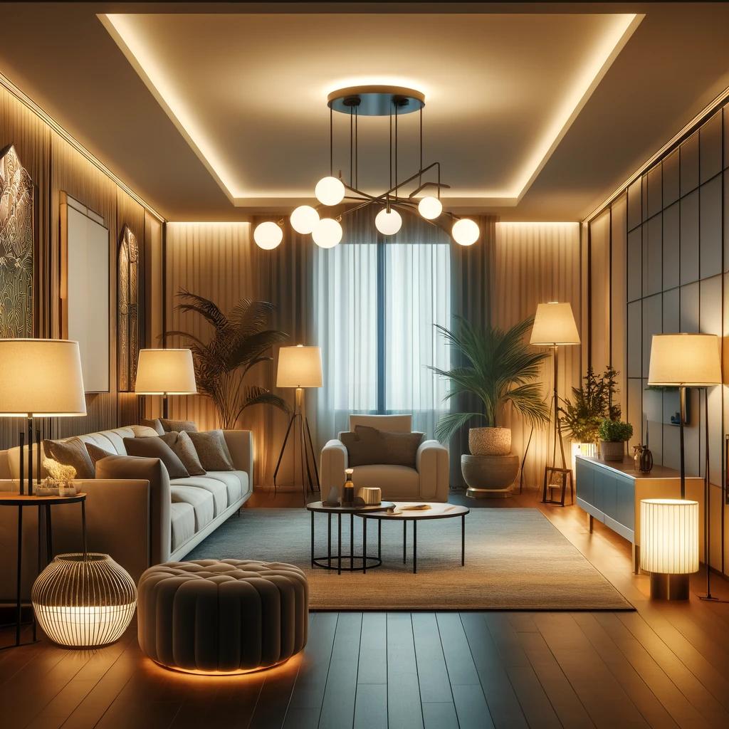 Proper lighting can change the ambiance of your living room and highlight key areas.