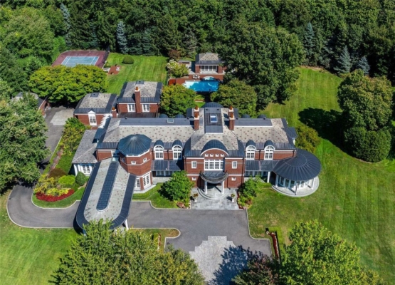 Architectural Sophistication and Resplendence in this Stately Brookville Brick Colonial, Listed at $15 Million