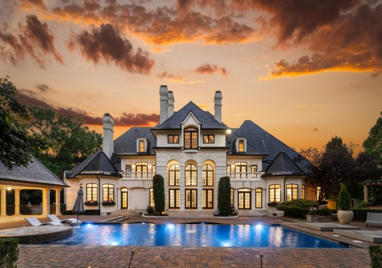 Incredible Estate with Golf Course Views at Quail Hollow Club in Gated Seven Eagles, Priced at $7.995 Million