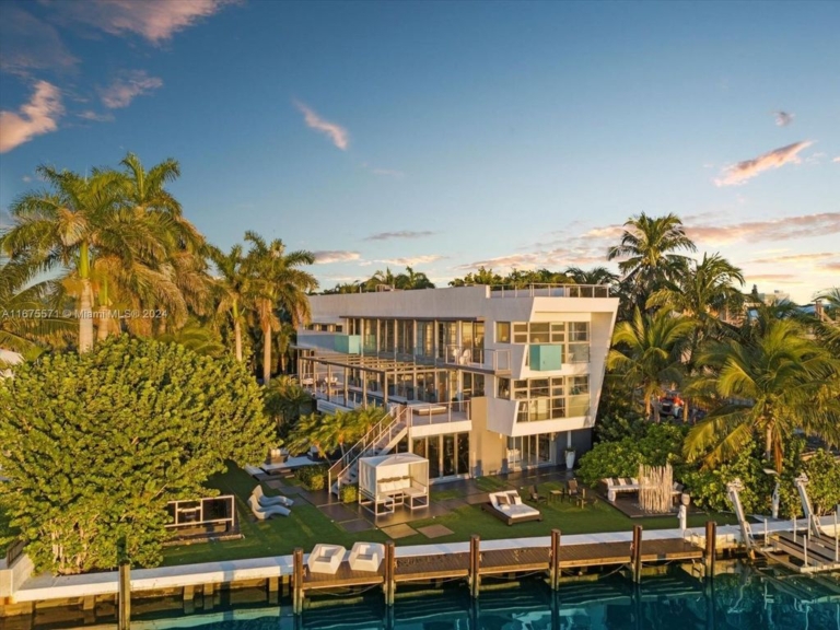 $14.8 Million Modern Glass Masterpiece with Bay Views and Suspended Pool on Belle Meade Island, Miami