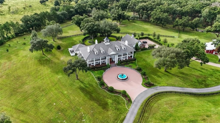 Luxurious $8.5 Million 70-Acre Equestrian Estate with Custom 10,000 SF Home and Guest House in Eustis, Florida