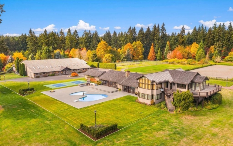 Exclusive Northwest 76-Acre Estate: Luxury Living with Horse Stables, Guest Homes, and World-Class Gardens in Washington, Offered at $7.95 Million