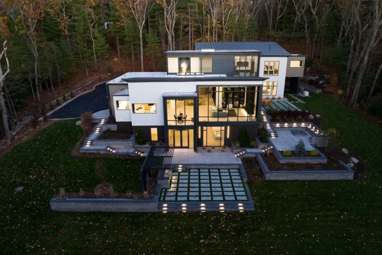 Modern Luxury at Its Best: New Construction Home with Walls of Glass for Optimal Light & Privacy in Massachusetts, $5.9 Million