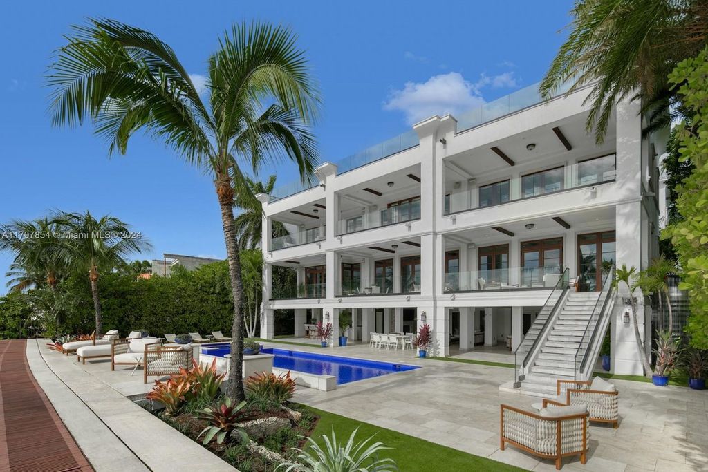 $24.5 Million Luxurious Waterfront Estate in Miami Beach with Rooftop Terrace, and Stunning Miami Skyline Views