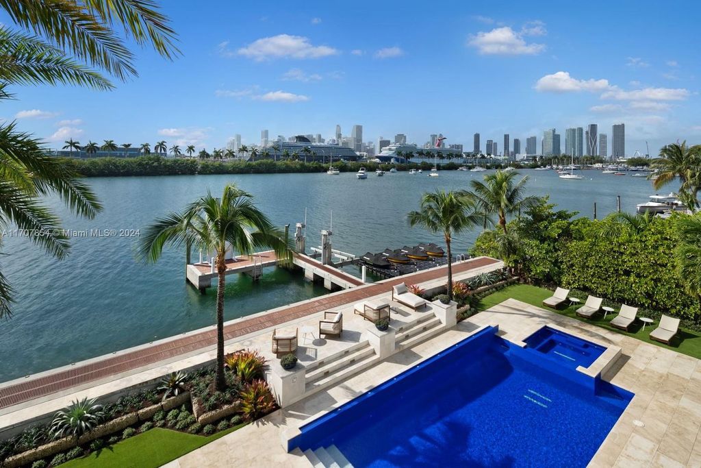 $24.5 Million Luxurious Waterfront Estate in Miami Beach with Rooftop Terrace, and Stunning Miami Skyline Views