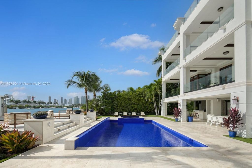 $24.5 Million Luxurious Waterfront Estate in Miami Beach with Rooftop Terrace, and Stunning Miami Skyline Views