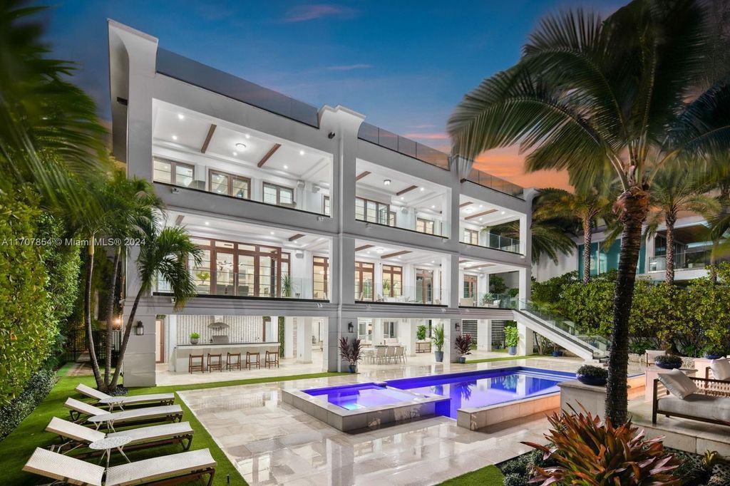 $24.5 Million Luxurious Waterfront Estate in Miami Beach with Rooftop Terrace, and Stunning Miami Skyline Views