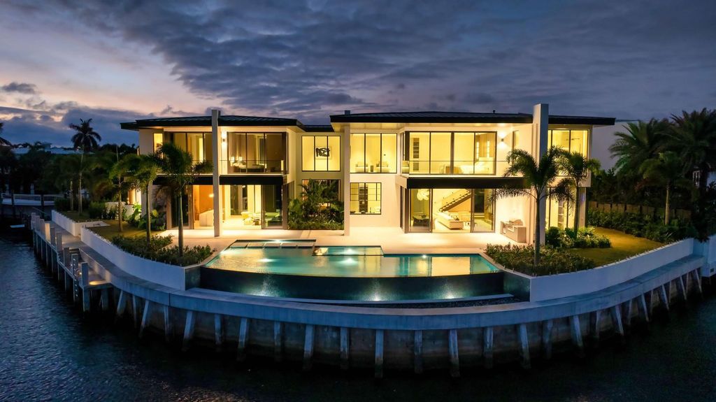 $34.8 Million Orchid Point Waterfront Estate with Yacht Dockage and Stunning Modern Design in Boca Raton