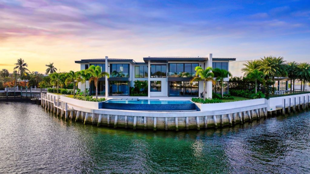 $34.8 Million Orchid Point Waterfront Estate with Yacht Dockage and Stunning Modern Design in Boca Raton