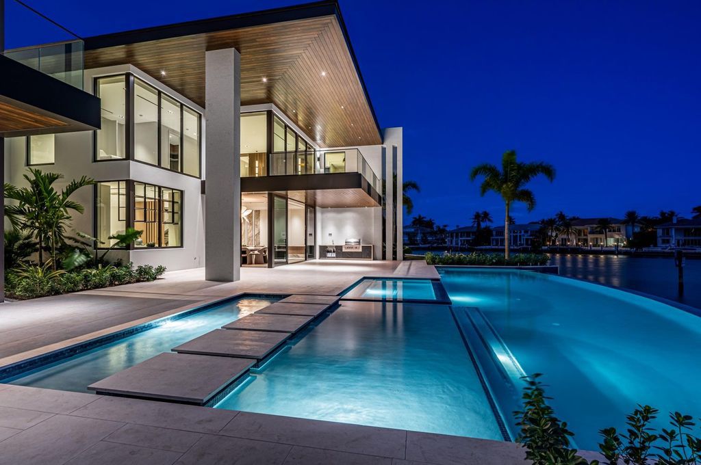 $34.8 Million Orchid Point Waterfront Estate with Yacht Dockage and Stunning Modern Design in Boca Raton