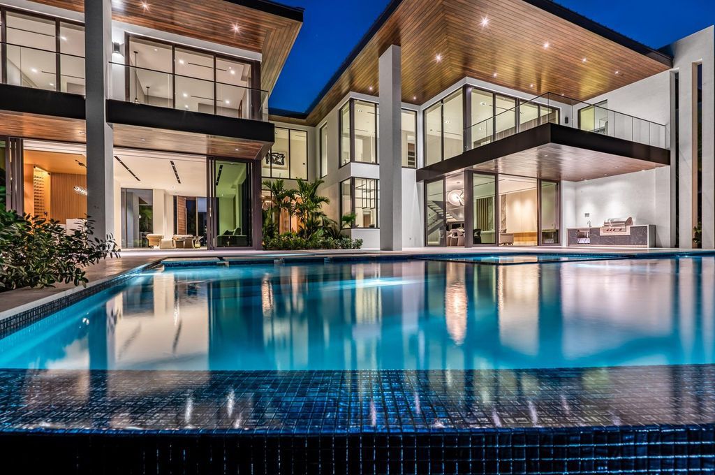 $34.8 Million Orchid Point Waterfront Estate with Yacht Dockage and Stunning Modern Design in Boca Raton