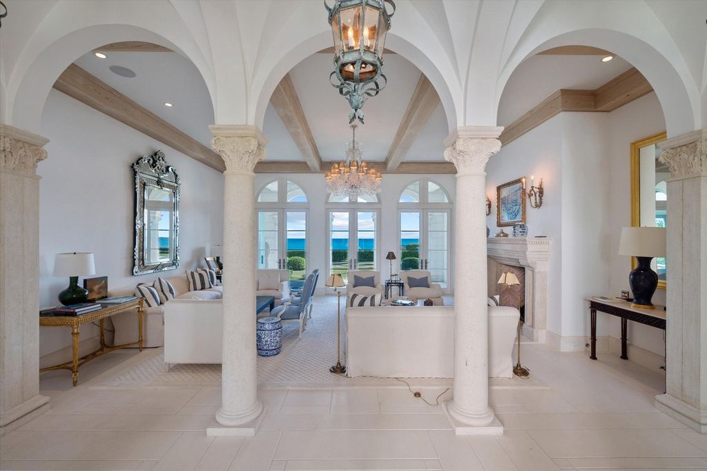 $60 Million Mediterranean Oceanfront Estate with 100 Feet of Private Beachfront in Palm Beach