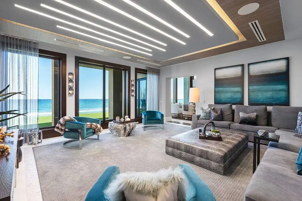 Expansive Balinese-inspired mansion at 1370 S Ocean Boulevard, Manalapan, offering world-class resort-style living and direct Intracoastal access.