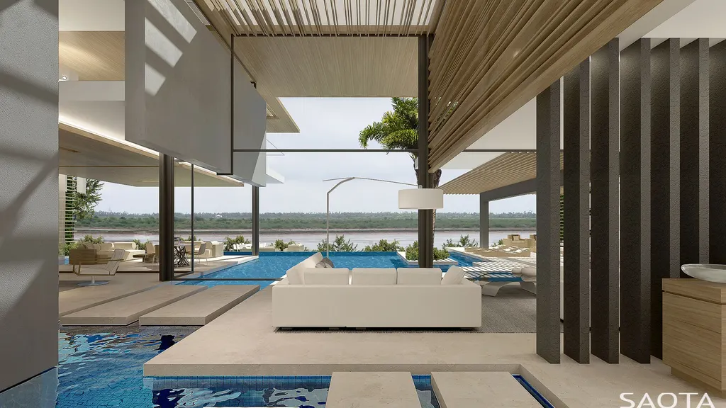 Shah House by SAOTA, A Tranquil Riverfront Retreat Designed for Multigenerational Living in Surat, India
