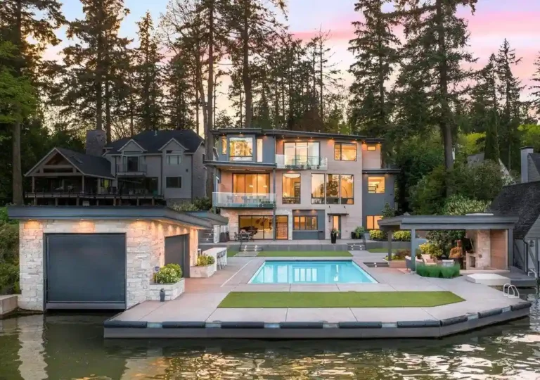 $10M Oswego Lake Estate: A Contemporary Masterpiece with Impeccable Design and Spectacular Entertaining Spaces