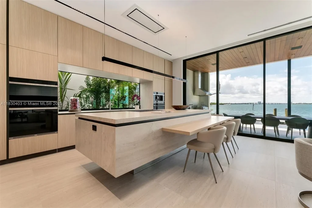 Custom Italian kitchen with Wolf appliances in Miami Beach home for sale