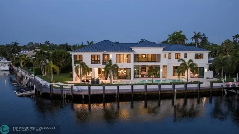 $11 Million Waterfront Masterpiece in Deerfield Beach Boasts Yacht Dock, Saltwater Pool, and Elegant Georgian Design